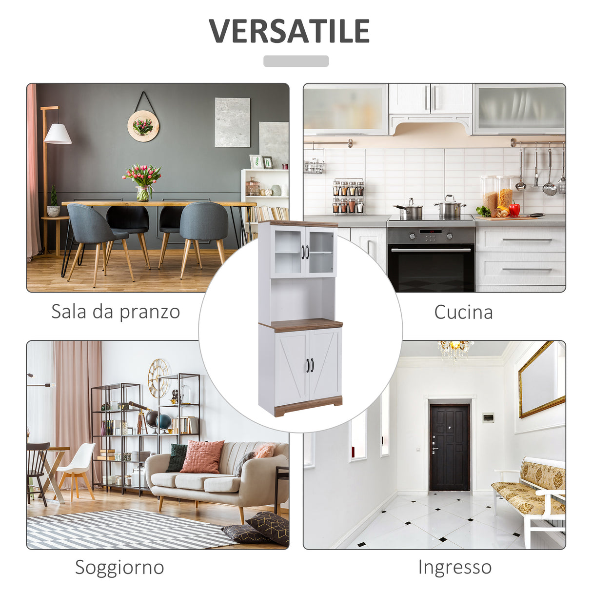 easycomfort easycomfort dispensa cucina in mdf con armadietto superiore e inferiore a 2 ante e piano di lavoro 72x40x178 cm