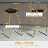 easycomfort easycomfort set 2 sgabelli da bar alti con schienale e poggiapiedi per salotto o cucina stile moderno cuscino in velluto e struttura in metallo 52 5x47x97cm nero e oro