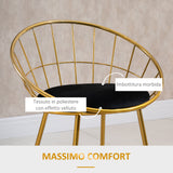 easycomfort easycomfort set 2 sgabelli da bar alti con schienale e poggiapiedi per salotto o cucina stile moderno cuscino in velluto e struttura in metallo 52 5x47x97cm nero e oro