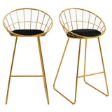 easycomfort easycomfort set 2 sgabelli da bar alti con schienale e poggiapiedi per salotto o cucina stile moderno cuscino in velluto e struttura in metallo 52 5x47x97cm nero e oro