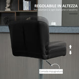 easycomfort easycomfort set 2 sgabelli da bar girevoli e imbottiti in pelle pu nera con schienale e poggiapiedi altezza regolabile per cucina o pub 50x55 5x93 114cm