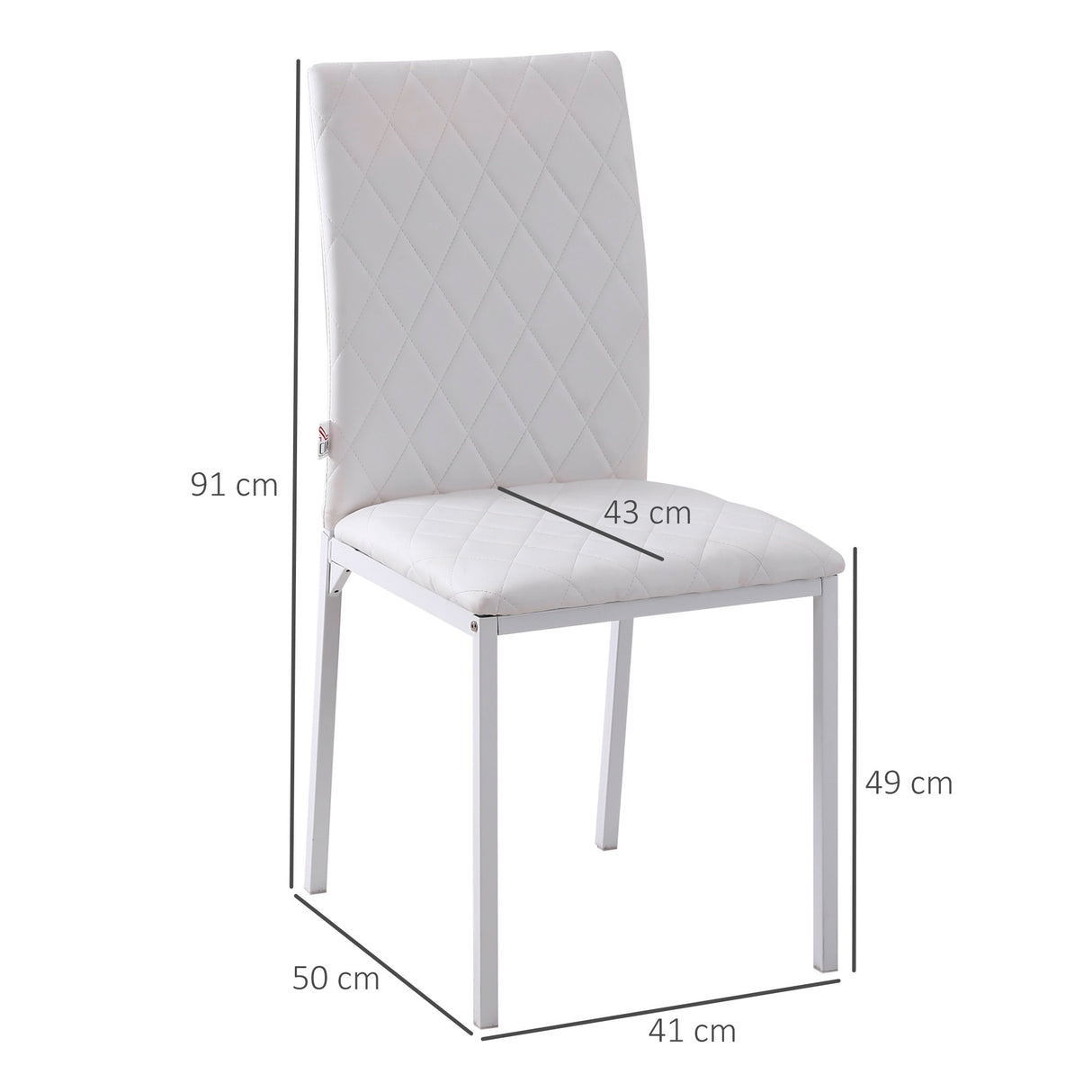easycomfort easycomfort set 4 sedie imbottite per sala da pranzo con rivestimento in similpelle 41x50x91cm bianco