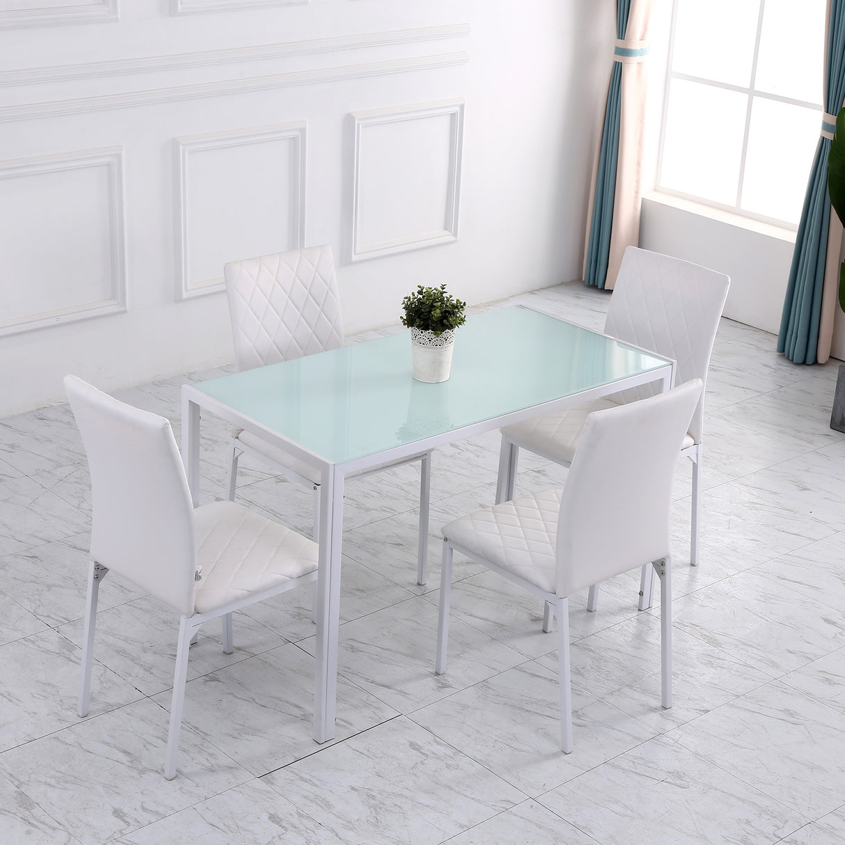 easycomfort easycomfort set 4 sedie imbottite per sala da pranzo con rivestimento in similpelle 41x50x91cm bianco