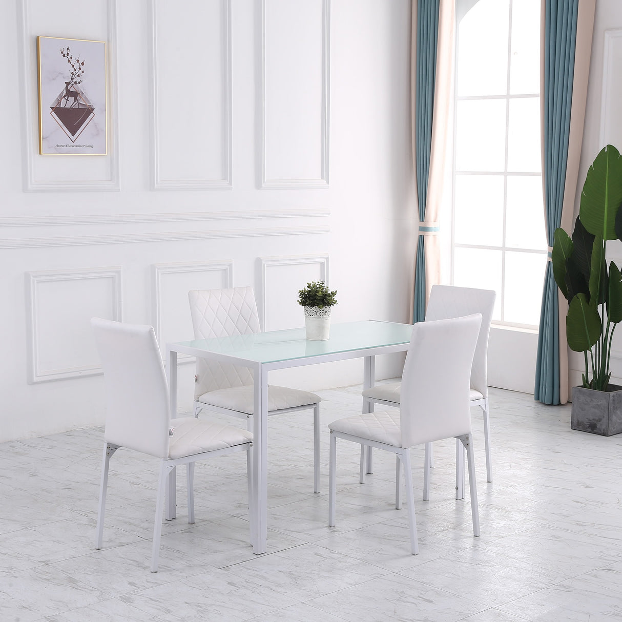 easycomfort easycomfort set 4 sedie imbottite per sala da pranzo con rivestimento in similpelle 41x50x91cm bianco