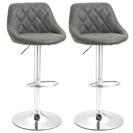 easycomfort easycomfort set 2 sgabelli da bar con altezza regolabile base in metallo e seduta finta pelle sgabelli alti moderni girevoli con schienale e poggiapiedi 46x48x83 104cm grigio scuro
