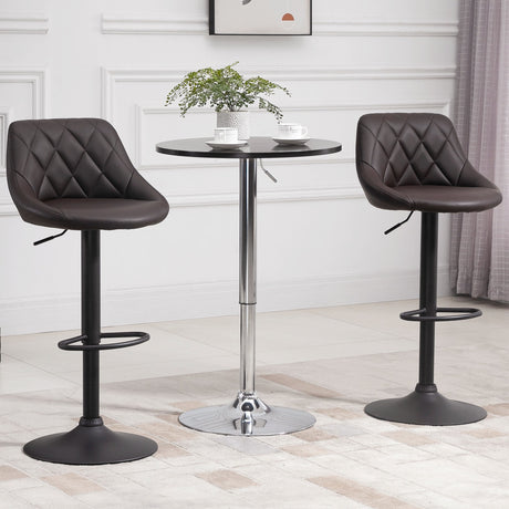 easycomfort easycomfort set 2 sgabelli da bar altezza regolabile con base in metallo e seduta in finta pelle sgabelli moderni con schienale e poggiapiedi 46x48x83 104 cm marrone e nero