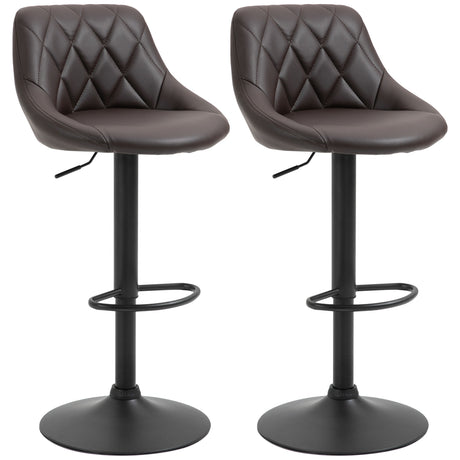 easycomfort easycomfort set 2 sgabelli da bar altezza regolabile con base in metallo e seduta in finta pelle sgabelli moderni con schienale e poggiapiedi 46x48x83 104 cm marrone e nero