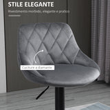 easycomfort easycomfort set 2 sgabelli da bar altezza regolabile con base in metallo e seduta in velluto sgabelli moderni con schienale e poggiapiedi 46x48x83 104cm grigio e nero