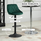 easycomfort easycomfort set 2 sgabelli da bar altezza regolabile con base in metallo e seduta in velluto sgabelli moderni con schienale e poggiapiedi 46x48x83 104 cm verde