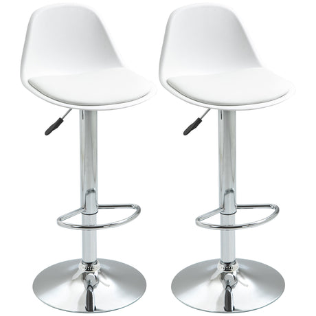 easycomfort easycomfort set 2 sgabelli da bar girevoli con schienale poggiapiedi e altezza regolabile 38x42x82 104cm bianco