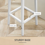 easycomfort easycomfort set 2 sgabelli da cucina in truciolato e acciaio con piano liscio e poggiapiedi 32 5x32 5x65 cm bianco e legno