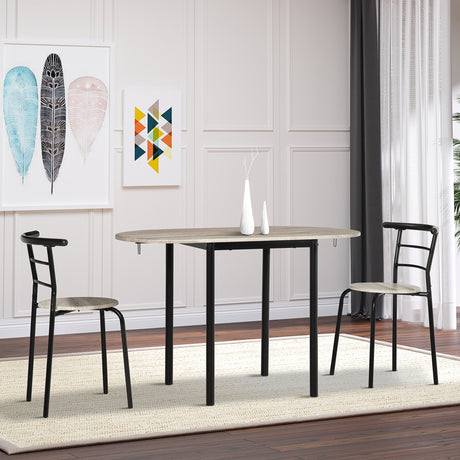 easycomfort easycomfort set da pranzo 3 pezzi con 2 sedie e 1 tavolo da pranzo ovale in mdf e acciaio per spazi limitati