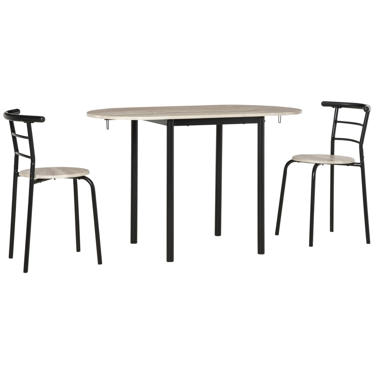 easycomfort easycomfort set da pranzo 3 pezzi con 2 sedie e 1 tavolo da pranzo ovale in mdf e acciaio per spazi limitati