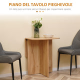 easycomfort easycomfort tavolo da pranzo pieghevole salvaspazio in legno 90x60x74cm quercia