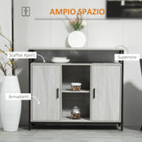 easycomfort easycomfort credenza moderna in legno con 2 armadietti e ripiani mobile cucina e per ingresso grigio chiaro 100x34x87 2cm