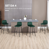 easycomfort easycomfort set 4 sgabelli alti con poggiapiedi per cucina e bar in poliestere vellutato acciaio e gommapiuma 40x45 5x94 cm
