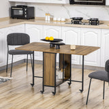 easycomfort easycomfort tavolo pieghevole con 6 ruote e mensola stile industriale in legno e metallo marrone chiaro