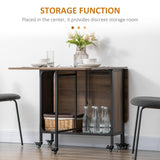 easycomfort easycomfort tavolo pieghevole con 6 ruote e mensola stile industriale in legno e metallo marrone chiaro