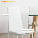 easycomfort easycomfort set di 4 sedie da pranzo con schienale alto in finta pelle e acciaio 41x50x97cm bianco