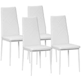easycomfort easycomfort set di 4 sedie da pranzo con schienale alto in finta pelle e acciaio 41x50x97cm bianco