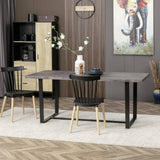 easycomfort easycomfort tavolo da pranzo rettangolare stile industriale per 8 persone 180x90x75cm grigio e nero