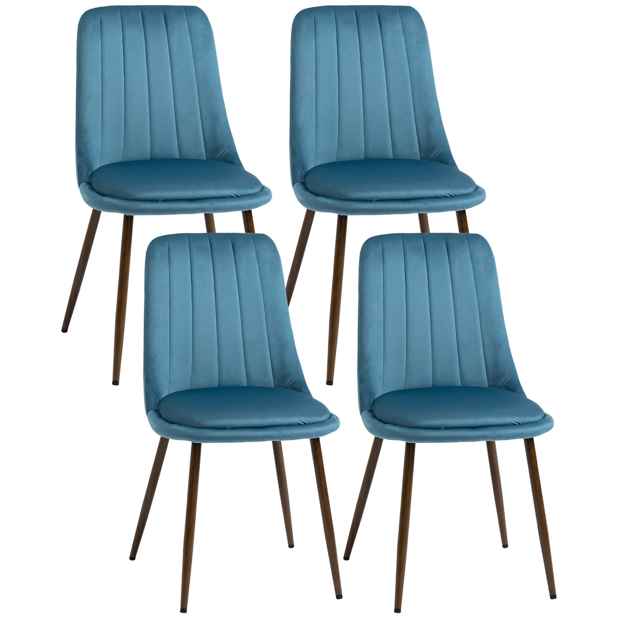 easycomfort easycomfort sedie da cucina imbottite set 4 pezzi in poliestere e acciaio 47x55x86 cm blu
