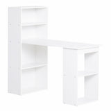 easycomfort easycomfort scrivania computer con libreria salvaspazio tavolo da pranzo per ufficio e studio 120x55x120 cm bianco ean 8054144130781