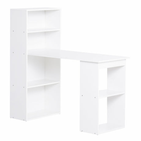 easycomfort easycomfort scrivania computer con libreria salvaspazio tavolo da pranzo per ufficio e studio 120x55x120 cm bianco ean 8054144130781
