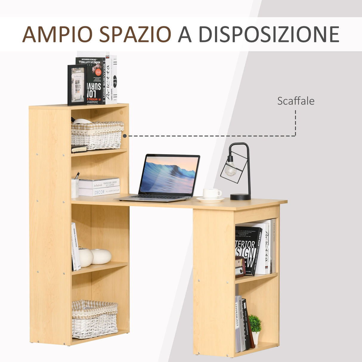 easycomfort easycomfort scrivania computer con libreria salvaspazio tavolo da pranzo per ufficio e studio in truciolato 120x55x120 cm ean 8054144134253