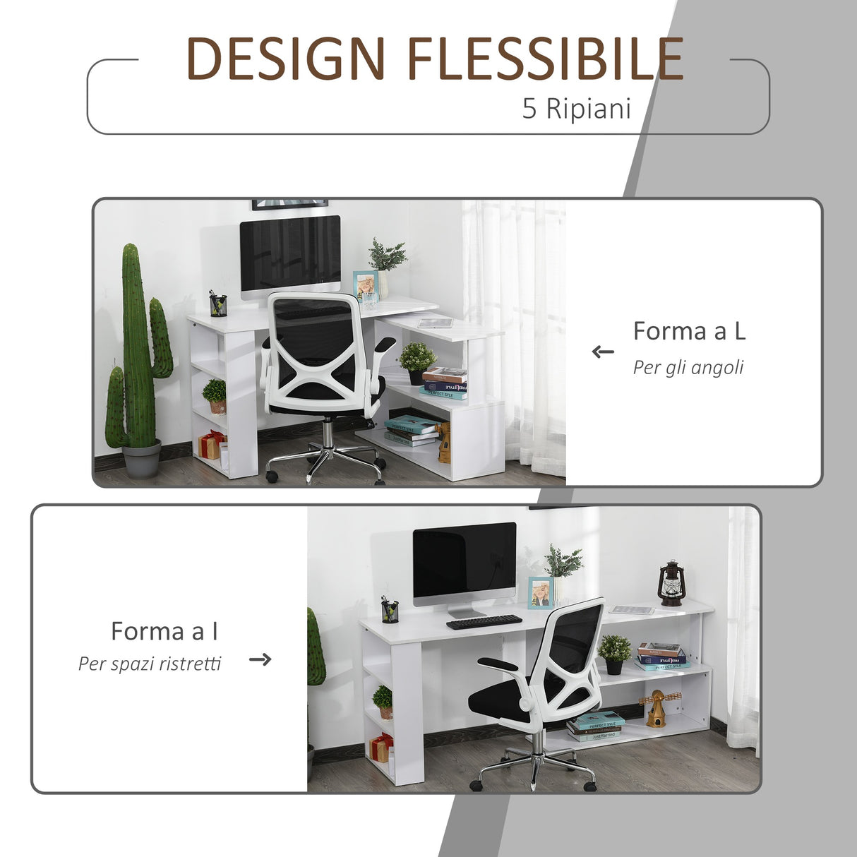 easycomfort easycomfort scrivania ad angolo con 5 ripiani 120 x 100 x 74 5cm bianca ean 8054111845861