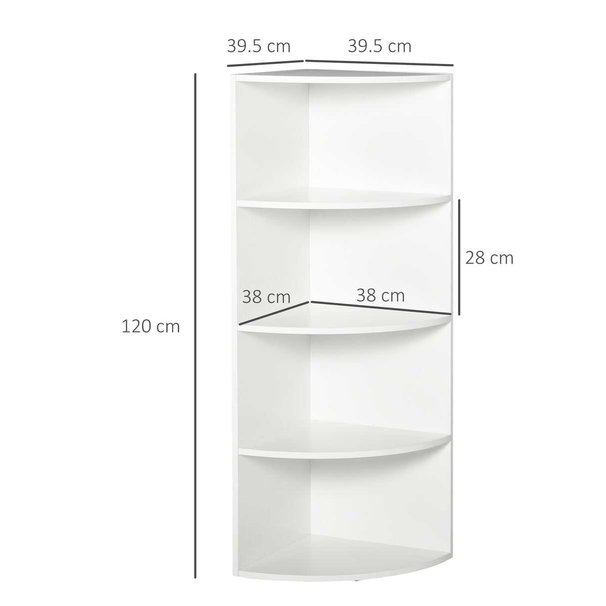 easycomfort easycomfort libreria ad angolo 4 ripiani a muro e parete 39 5x39 5x120cm bianco legno ean 8054144131085