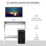 easycomfort easycomfort scrivania per computer porta pc moderna salvaspazio scrivania da uffcio con ripiano per cpu e mensola tastiera estraibile in legno 80x45x75cm bianco