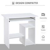 easycomfort easycomfort scrivania per computer porta pc moderna salvaspazio scrivania da uffcio con ripiano per cpu e mensola tastiera estraibile in legno 80x45x75cm bianco