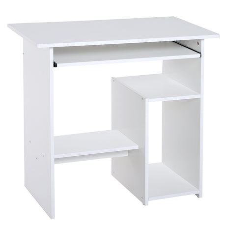 easycomfort easycomfort scrivania per computer porta pc moderna salvaspazio scrivania da uffcio con ripiano per cpu e mensola tastiera estraibile in legno 80x45x75cm bianco