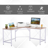 easycomfort easycomfort scrivania angolo spaziosa in legno e metallo rovere e bianco ean 8054144134208