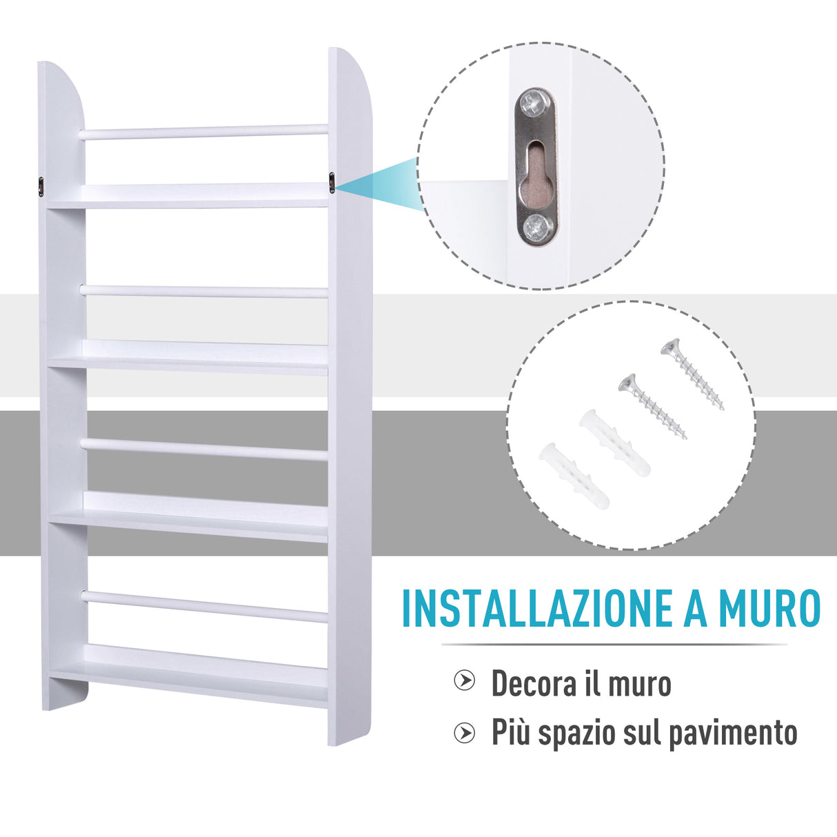 easycomfort easycomfort libreria da parete con 4 ripiani in legno bianco impermeabile carico massimo 30kg 59cm x 12cm x 113cm ean 8054111841955