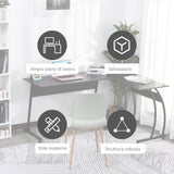 easycomfort easycomfort scrivania angolo in legno e metallo nera 112 5 x 152 x 74cm ean 8054144131795