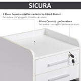 easycomfort easycomfort cassettiera portadocumento da ufficio bianca in legno 3 cassetti con chiavi e 5 ruote 39 2 x 40 x 65 4cm ean 8054144130576