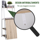 easycomfort easycomfort scrivania pieghevole con libreria salvaspazio in metallo bianco e legno mdf color rovere 106x48x128cm ean 8054144138176
