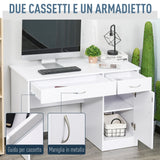 easycomfort easycomfort scrivania moderna per pc e computer con 2 cassetti e 1 armadietto scrivania con libreria salvaspazio per ufficio o camera in legno bianco ean 8054111847667