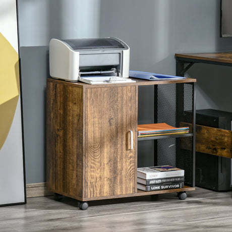 easycomfort easycomfort mobile per stampante e documento cassettiera con rotelle in stile nordico mobiletto multiuso per ufficio e casa marrone vintage ean 8054111848831