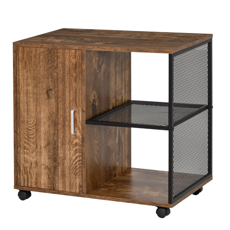 easycomfort easycomfort mobile per stampante e documento cassettiera con rotelle in stile nordico mobiletto multiuso per ufficio e casa marrone vintage ean 8054111848831