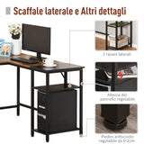 easycomfort easycomfort scrivania angolare per computer stile industriale con ripiano laterale nera ean 8054144130255