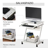 easycomfort easycomfort tavolo scrivania porta pc piano tastiera a scomparsa e 4 ruote bianco ean 8054111843423