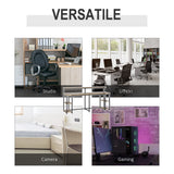 easycomfort easycomfort scrivania doppia con scaffali e mensola per monitor in stile industriale scrivania con libreria salvaspazio per ufficio e studio in metallo e mdf 200x53x100cm nero marrone