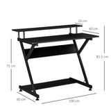 easycomfort easycomfort tavolo porta pc salvaspazio con ripiano monitor rialzato 100x60x85 5cm legno nero