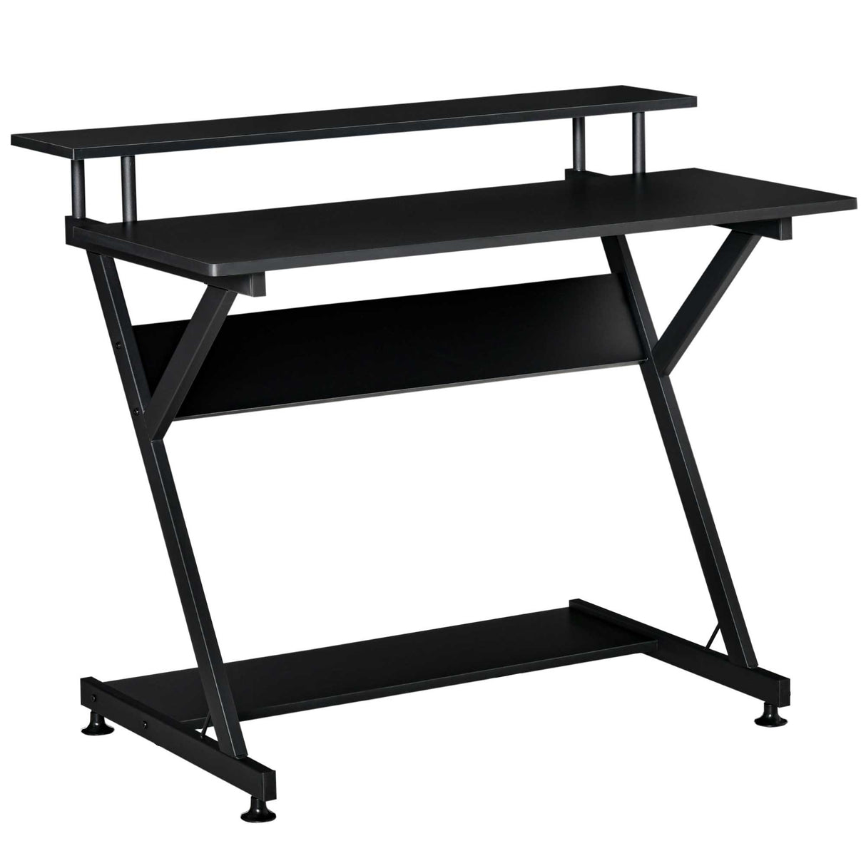 easycomfort easycomfort tavolo porta pc salvaspazio con ripiano monitor rialzato 100x60x85 5cm legno nero