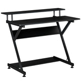 easycomfort easycomfort tavolo porta pc salvaspazio con ripiano monitor rialzato 100x60x85 5cm legno nero