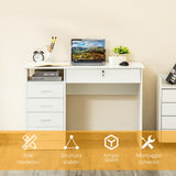 easycomfort easycomfort scrivania per camera o ufficio in legno con 2 cassetti e 2 chiavi 110x50x76cm bianco