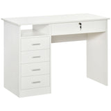 easycomfort easycomfort scrivania per camera o ufficio in legno con 2 cassetti e 2 chiavi 110x50x76cm bianco